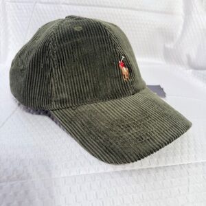 AUTHENTIC VINTAGE MEN'S POLO RALPH LAUREN GREEN CORDUROY CAP M/L EXCELLENT
